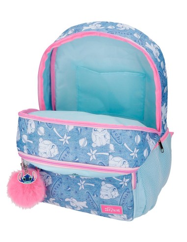 MOCHILA ADAP. 44CM 2C. C/CARRO. STITCH HEARTS